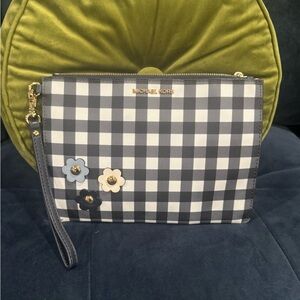 Michael Kors Black and White Checkered Wristlet